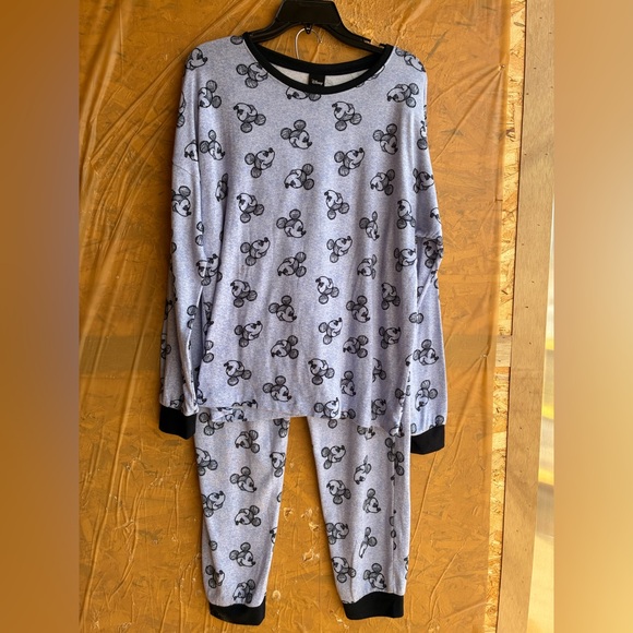 Disney Mickey Mouse Blue 2 Piece Long Sleeve Pajama Set Size Large - Picture 5 of 9